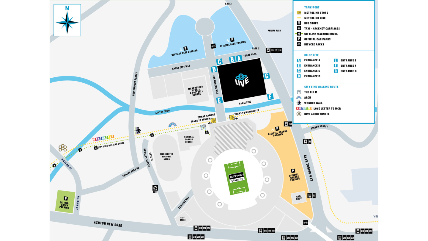 Co-op Live Etihad Campus Map